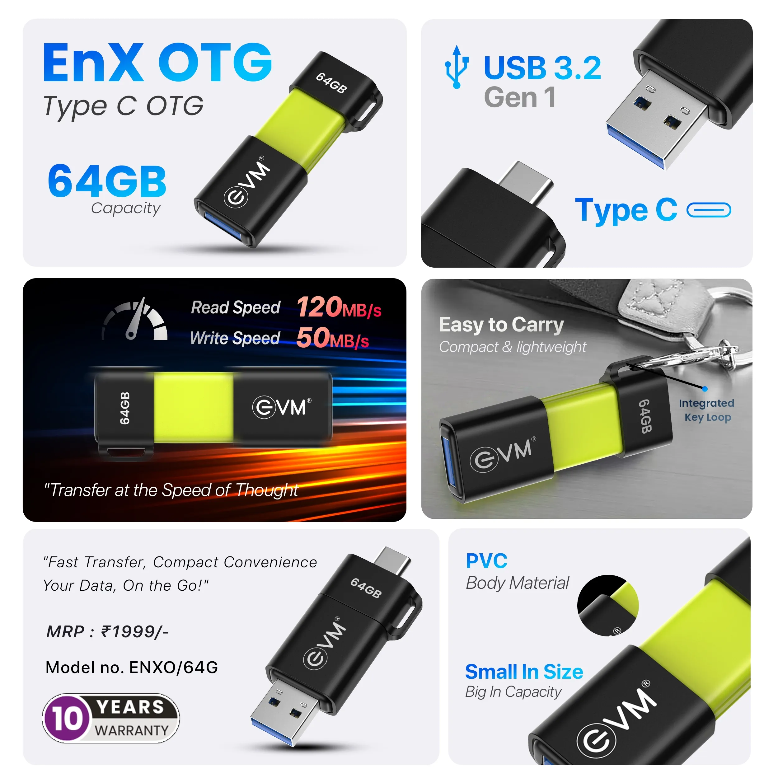 EVM Enx OTG Pendrive Type-C 64GB USB 3.2 (ENXO/64G) view 5
